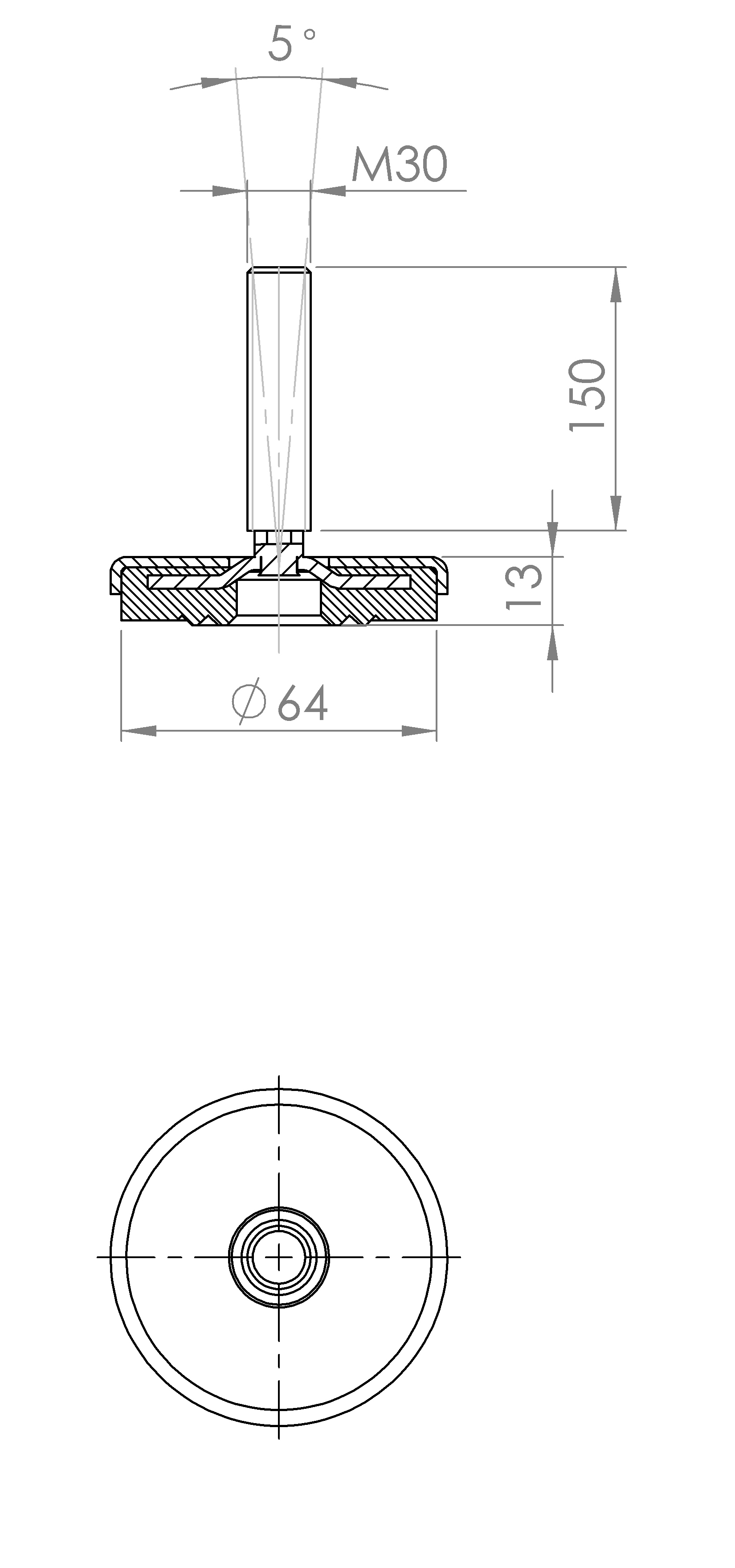 Maschinenstellfuss mit Ring-Konstruktion (5161.6454)