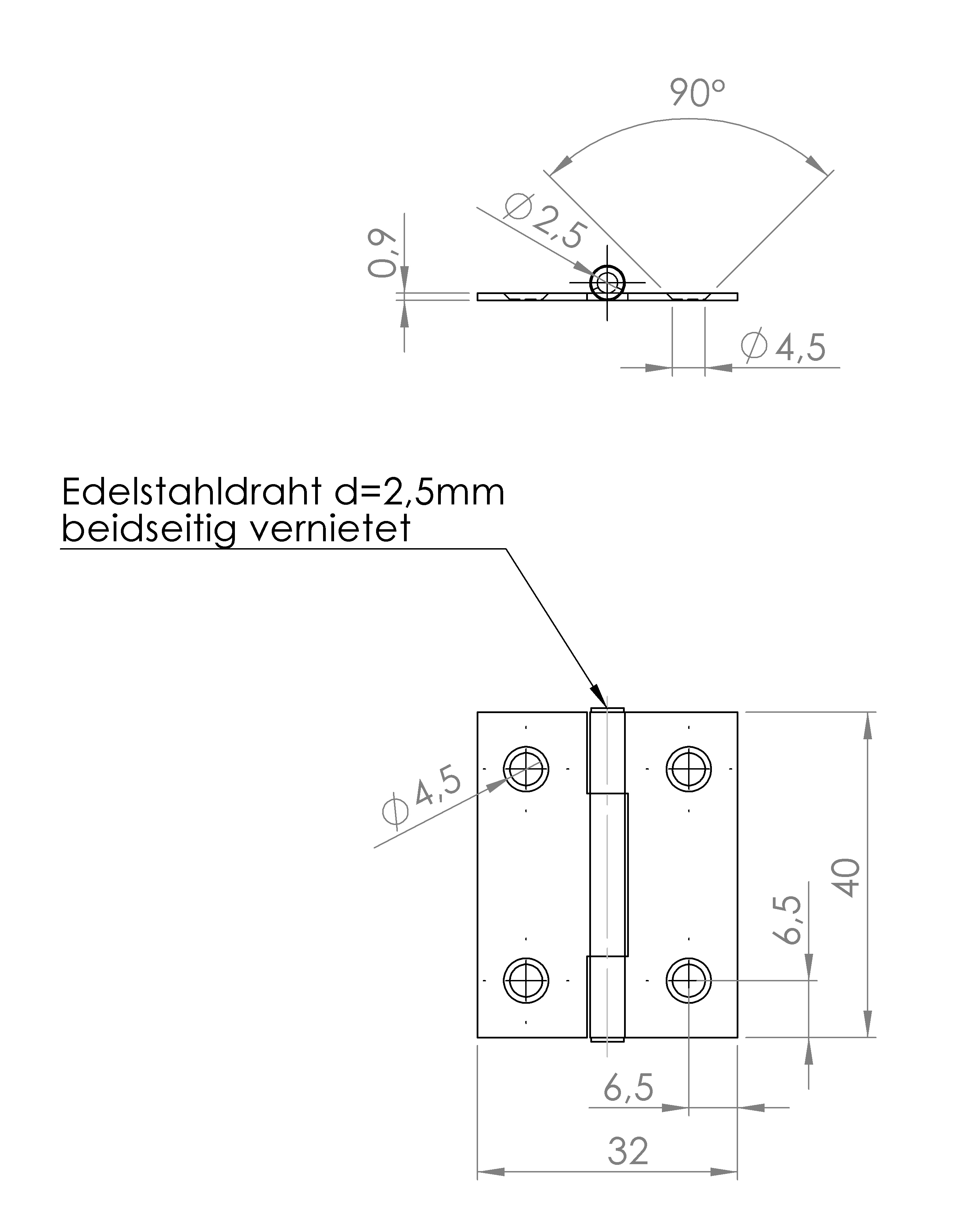 Scharnier gerollt, halbbreit (1015.894) 3