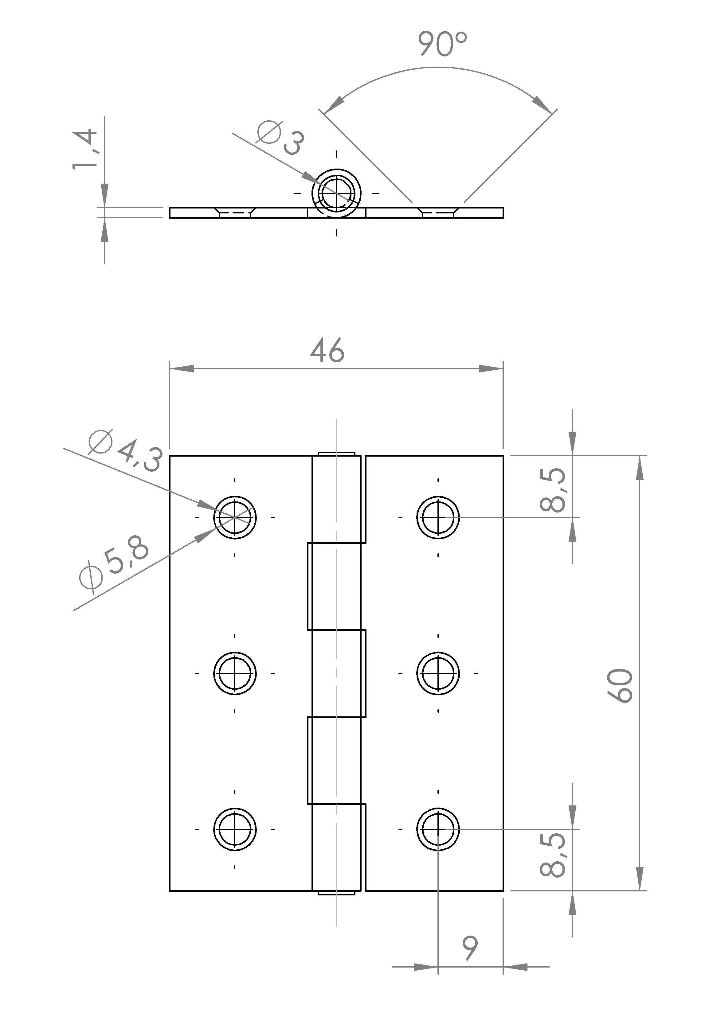 Scharnier gerollt, halbbreit (1015.489) 3
