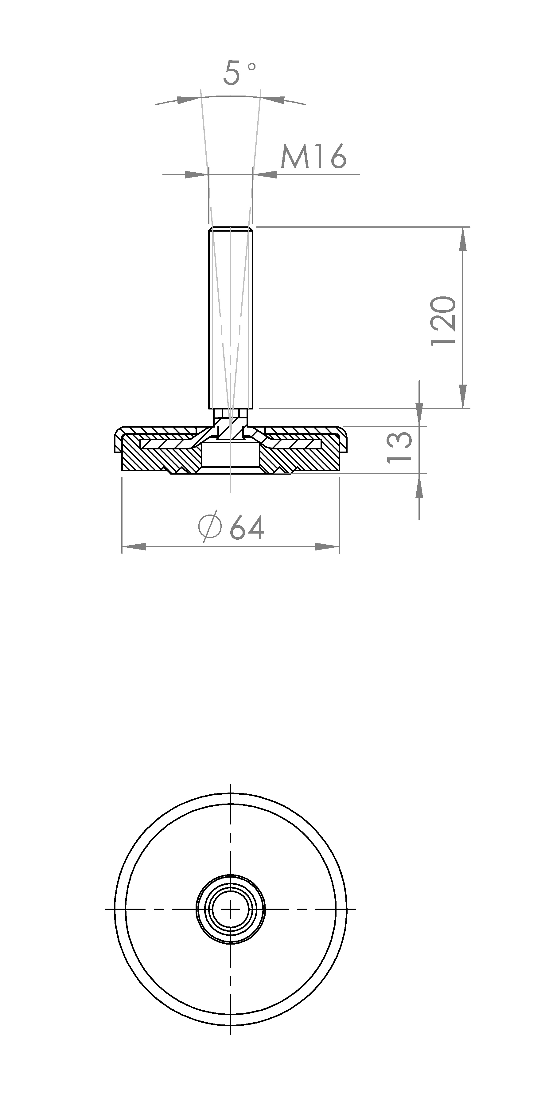 Maschinenstellfuss mit Ring-Konstruktion (5161.6445)