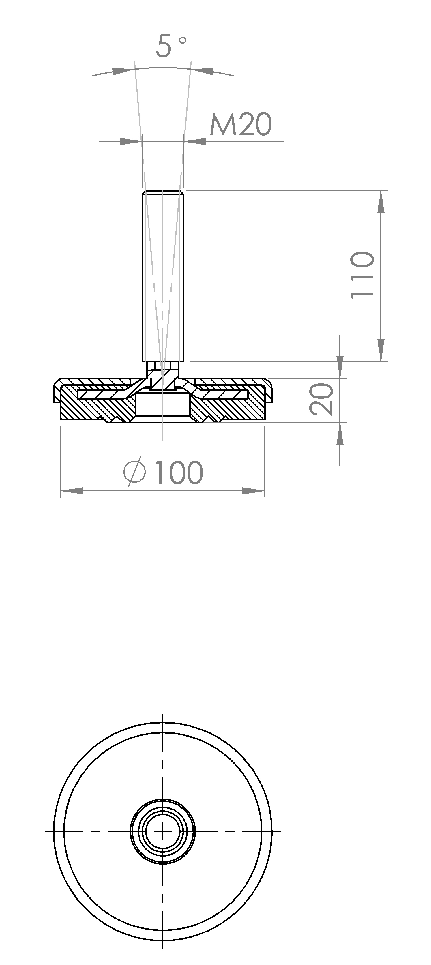 Maschinenstellfuss mit Ring-Konstruktion (5161.6464)