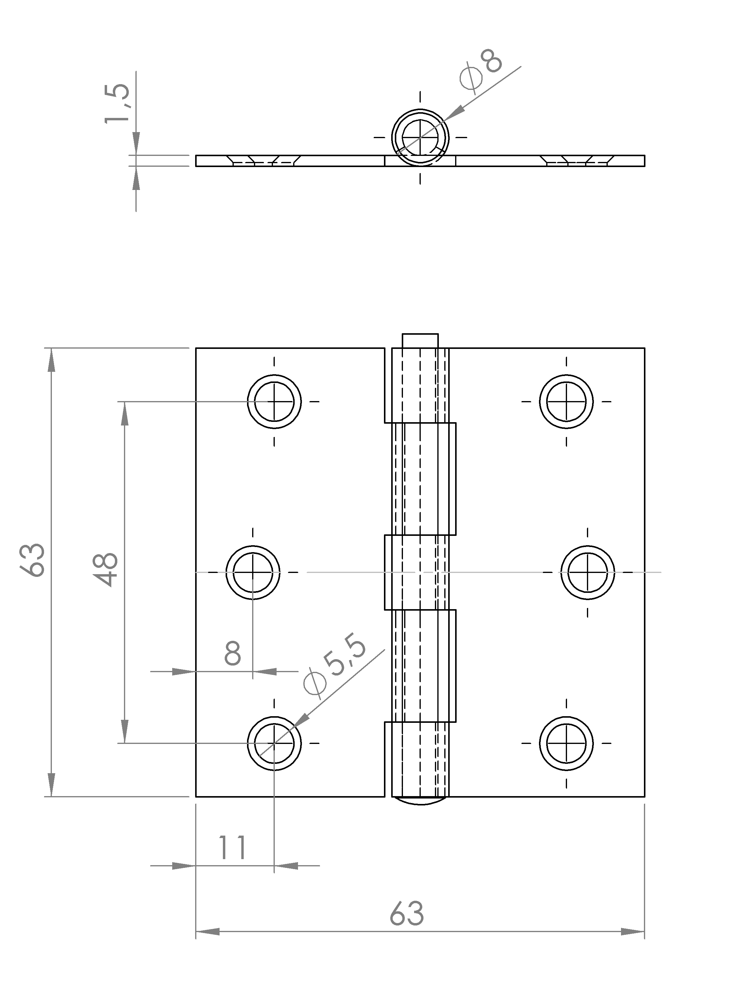 Scharnier mit durchgedrücktem Gewerbe (1375.12923) 4