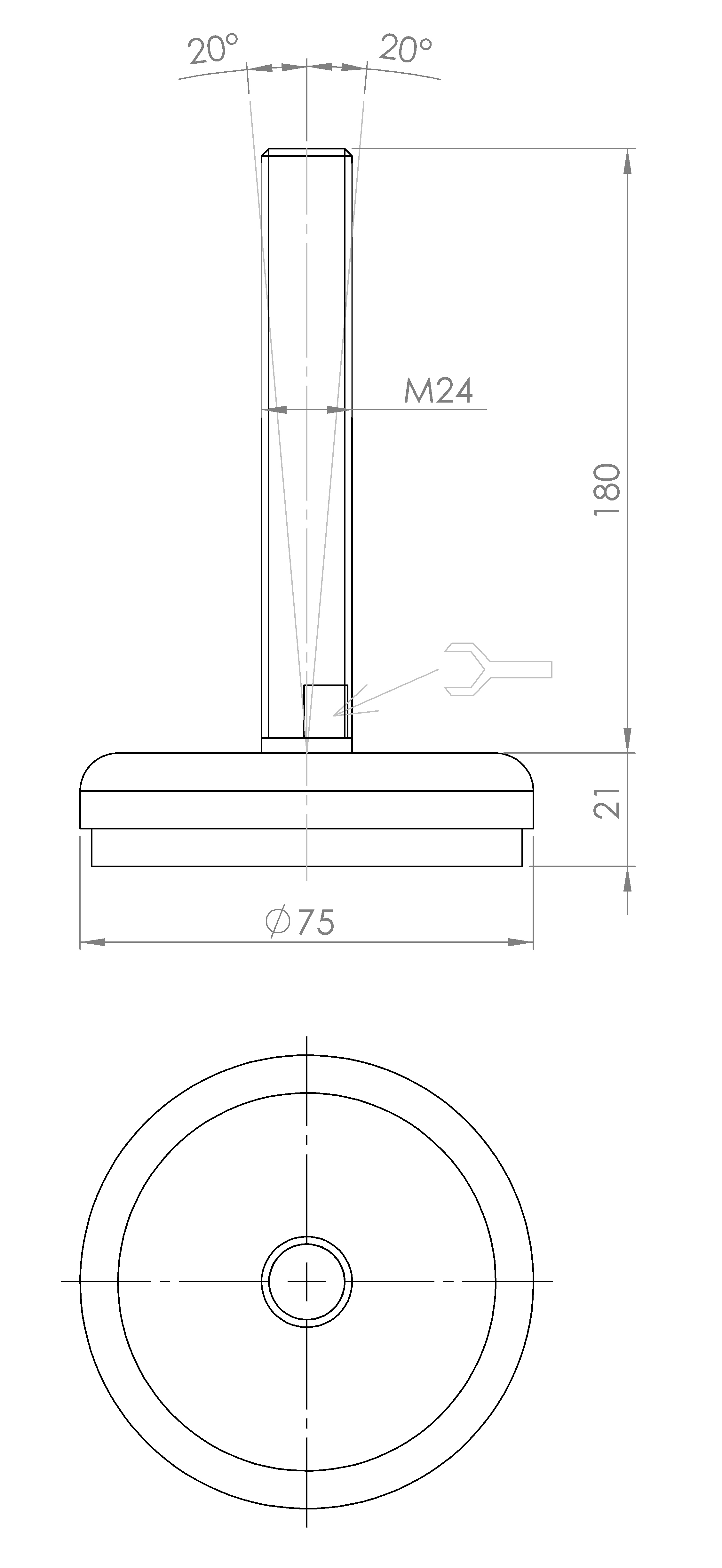 Maschinenstellfuss mit Gummistellfläche (5163.11444)