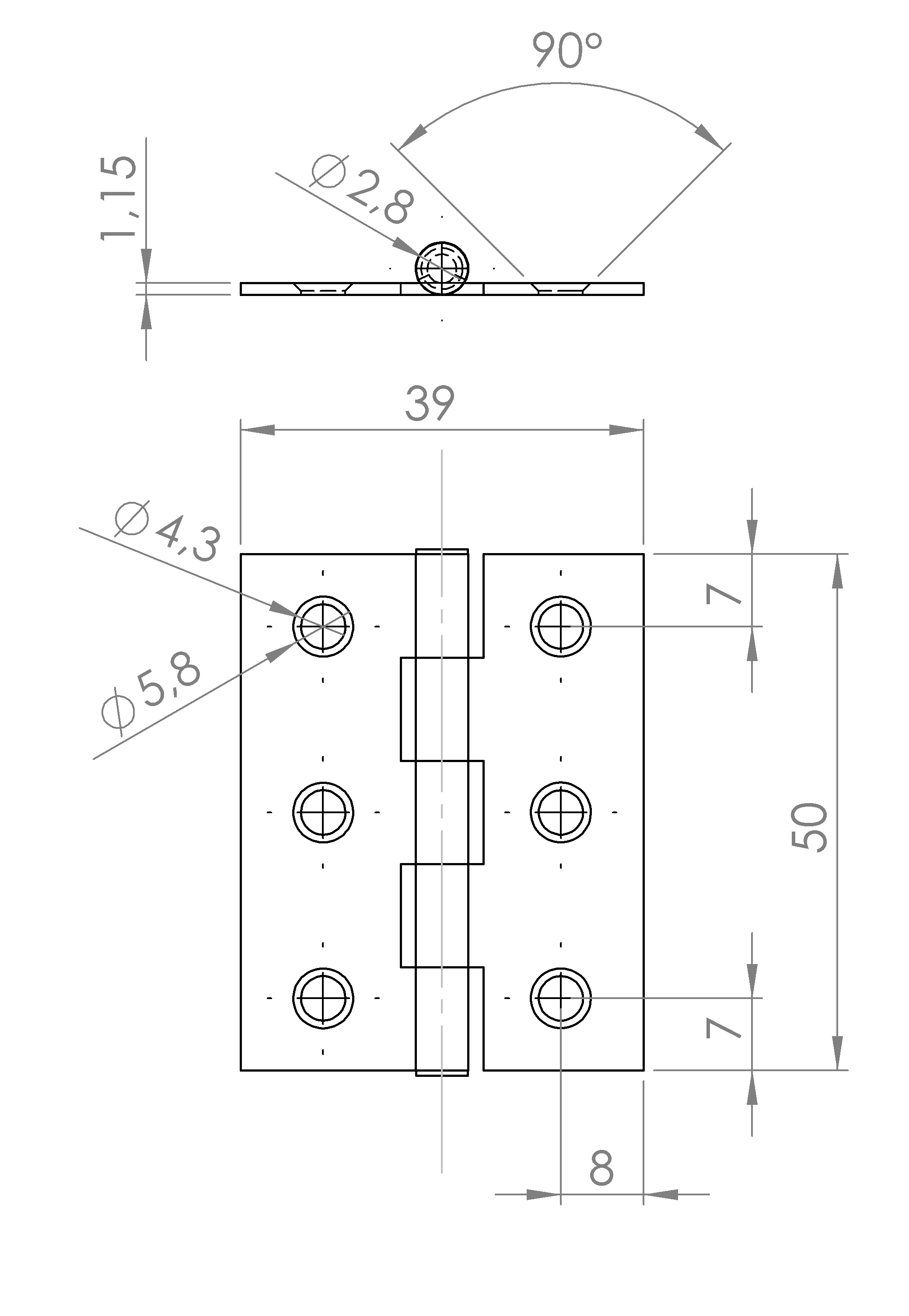 Scharnier gerollt, halbbreit (1015.659) 3