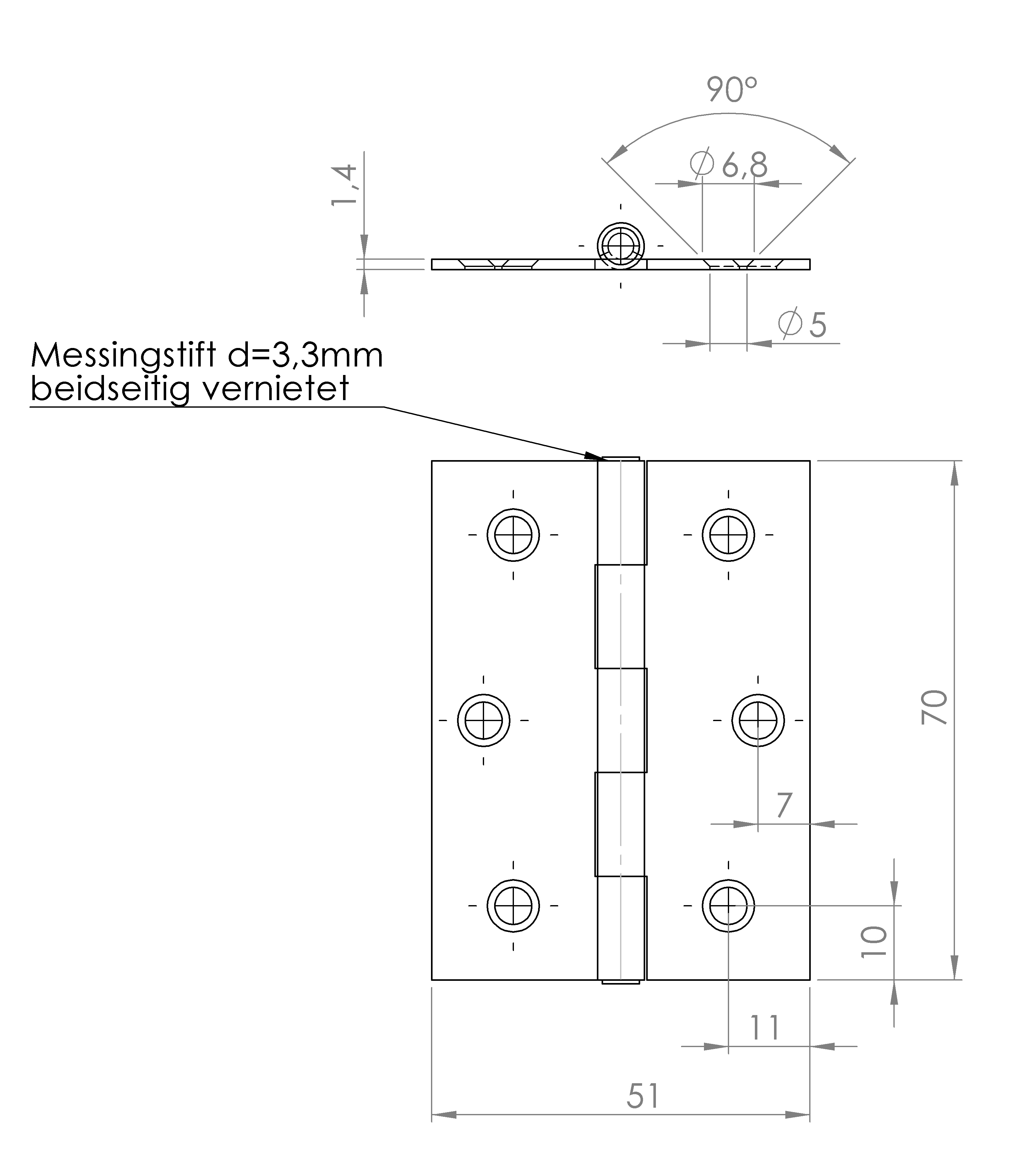 Scharnier gerollt, halbbreit (1015.2975) 4