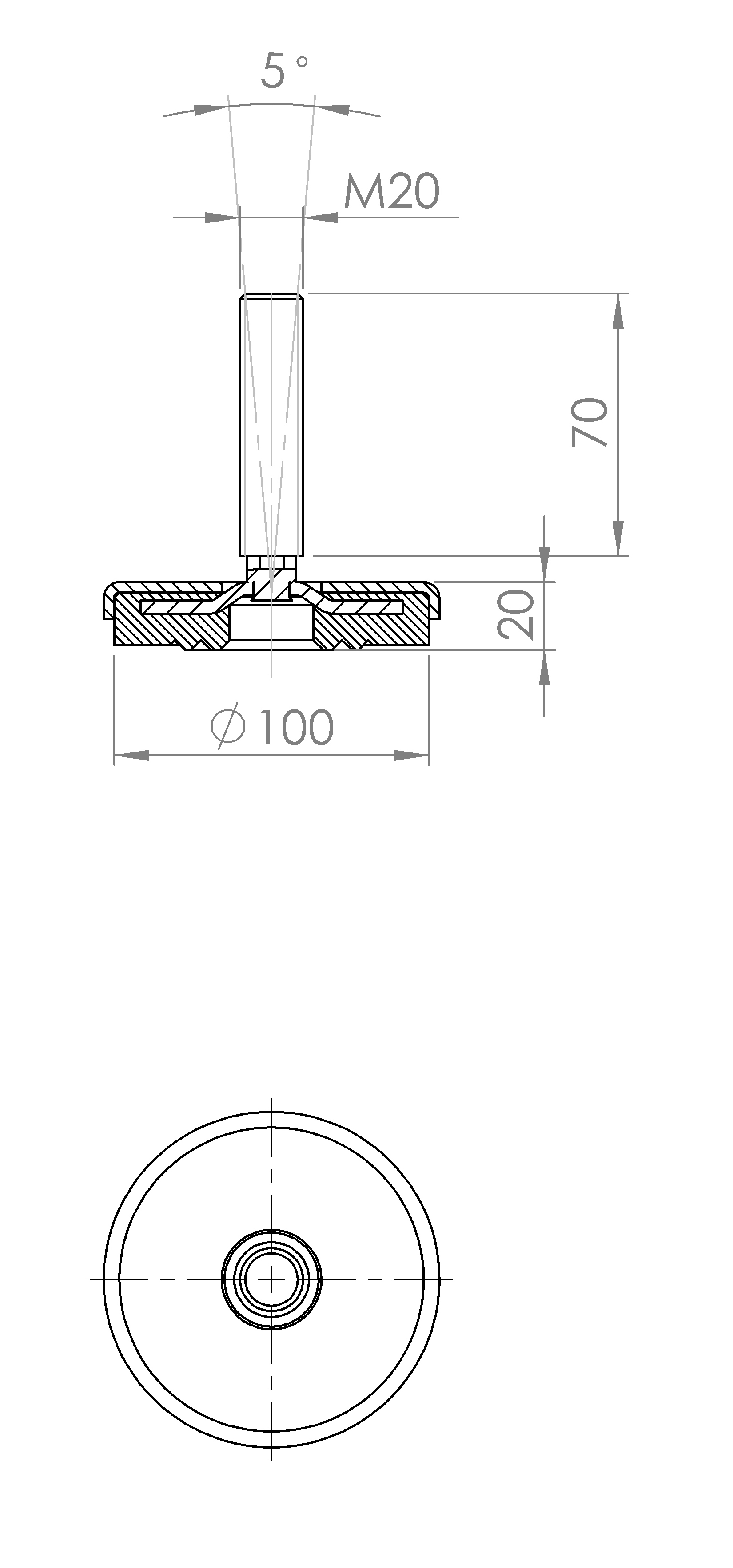 Maschinenstellfuss mit Ring-Konstruktion (5161.6463)