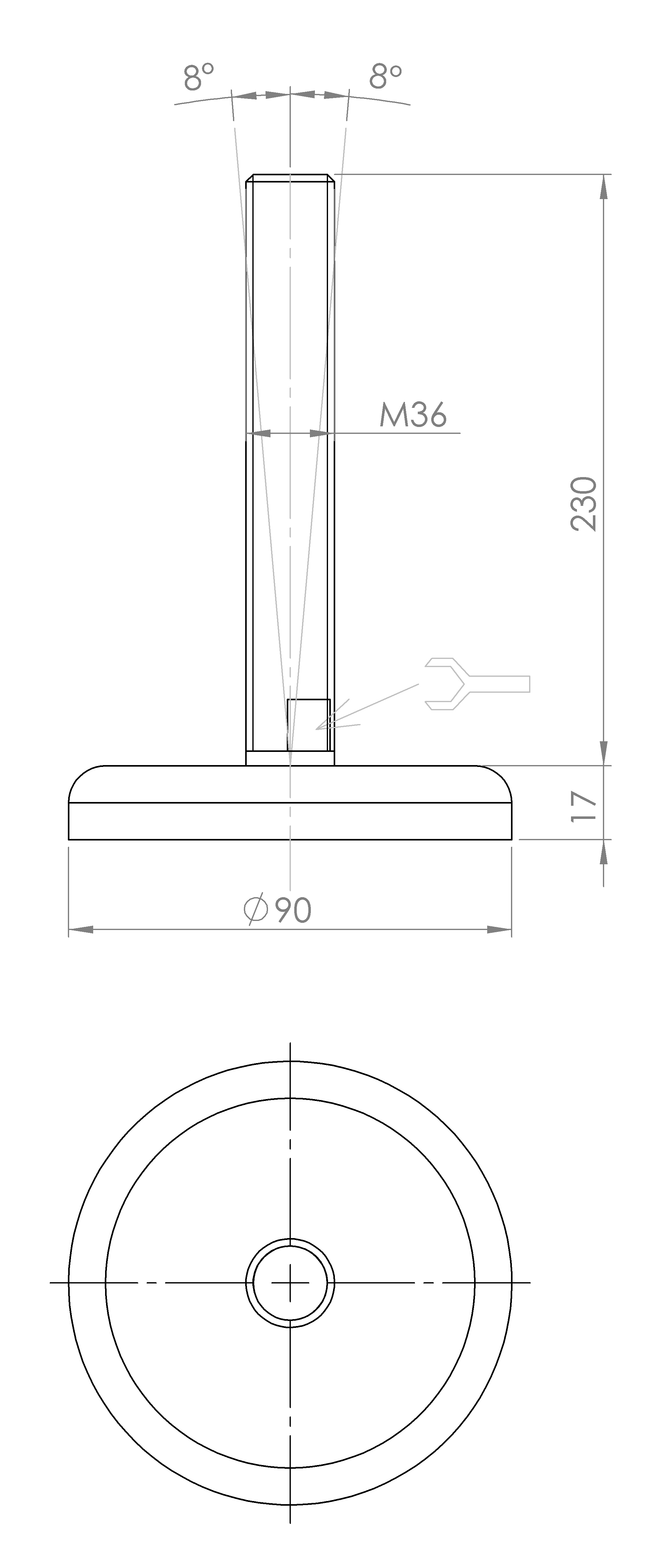 Maschinenstellfuss mit Kugelgelenk (15015.12667)