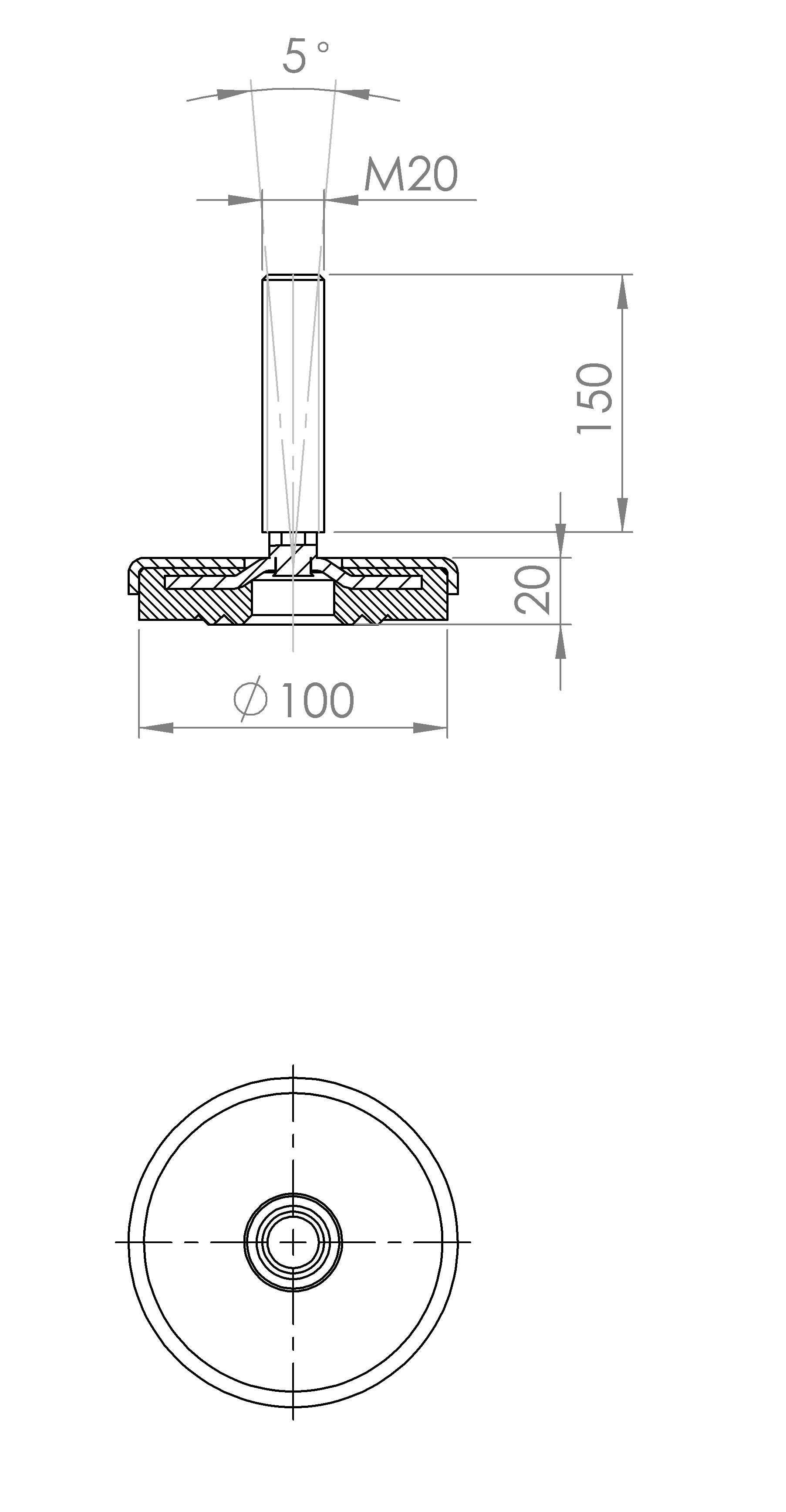 Maschinenstellfuss mit Ring-Konstruktion (5161.6465)