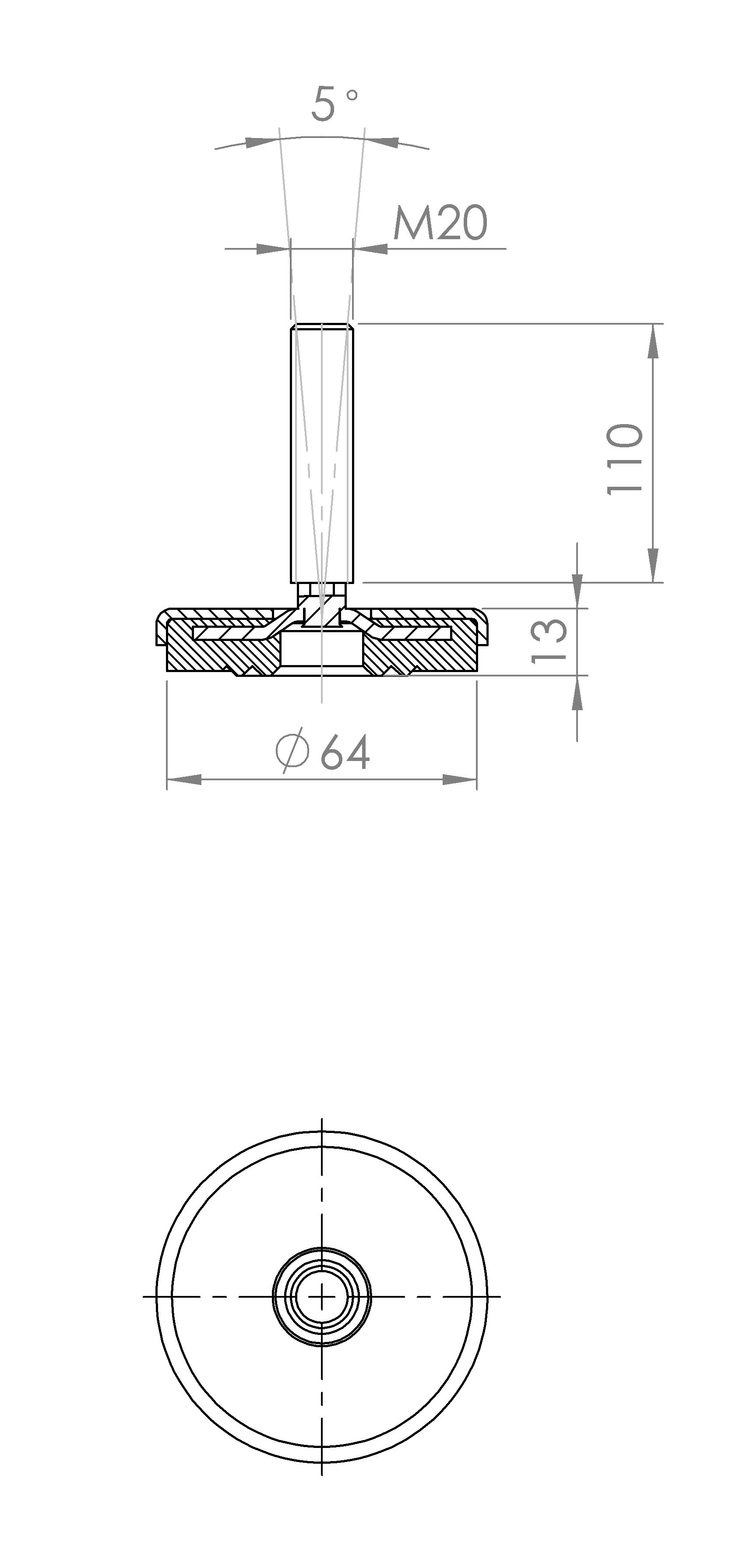 Maschinenstellfuss mit Noppenkonstruktion (5195.6406)