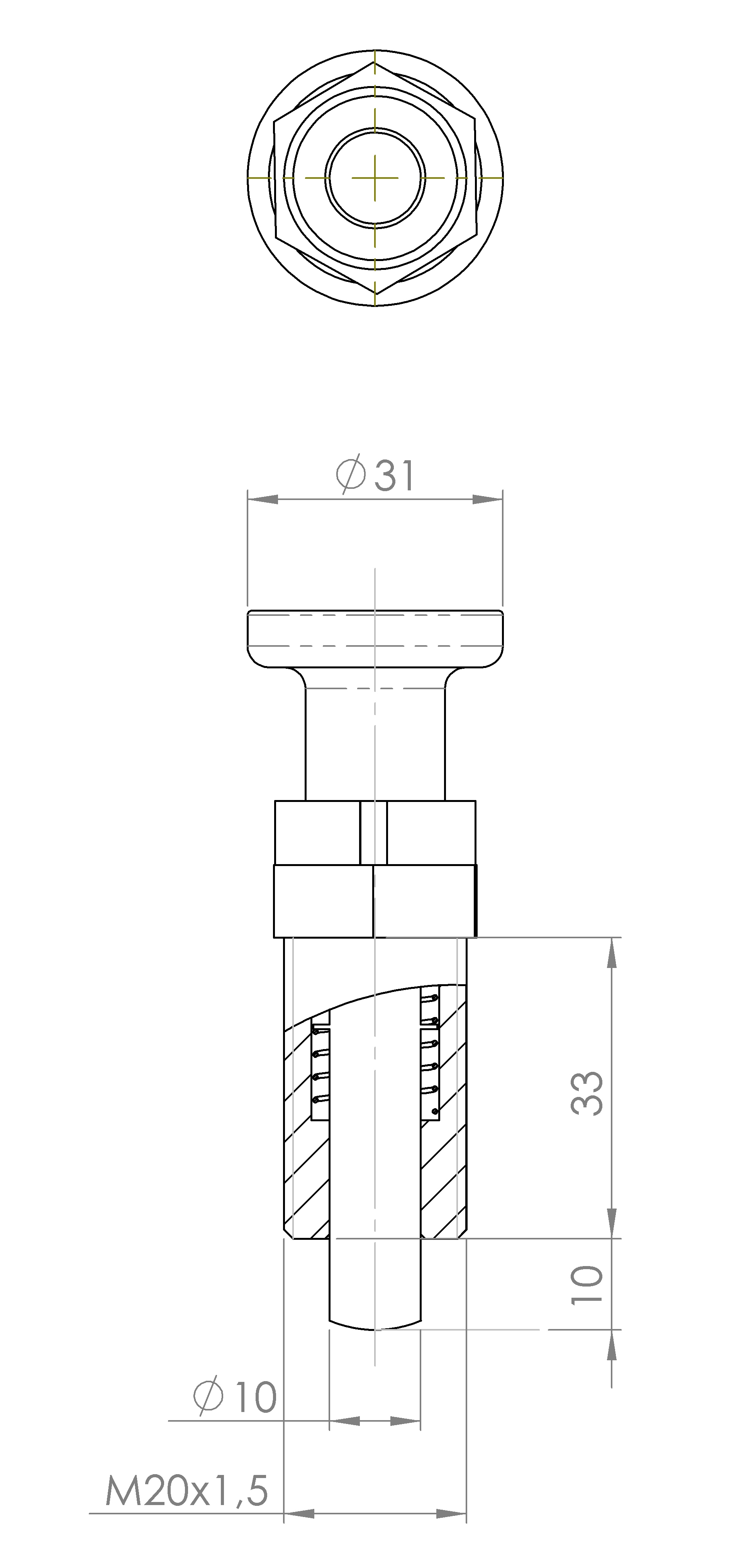 Rastbolzen mit Sechskantbund und Arretierung (2163.5250)