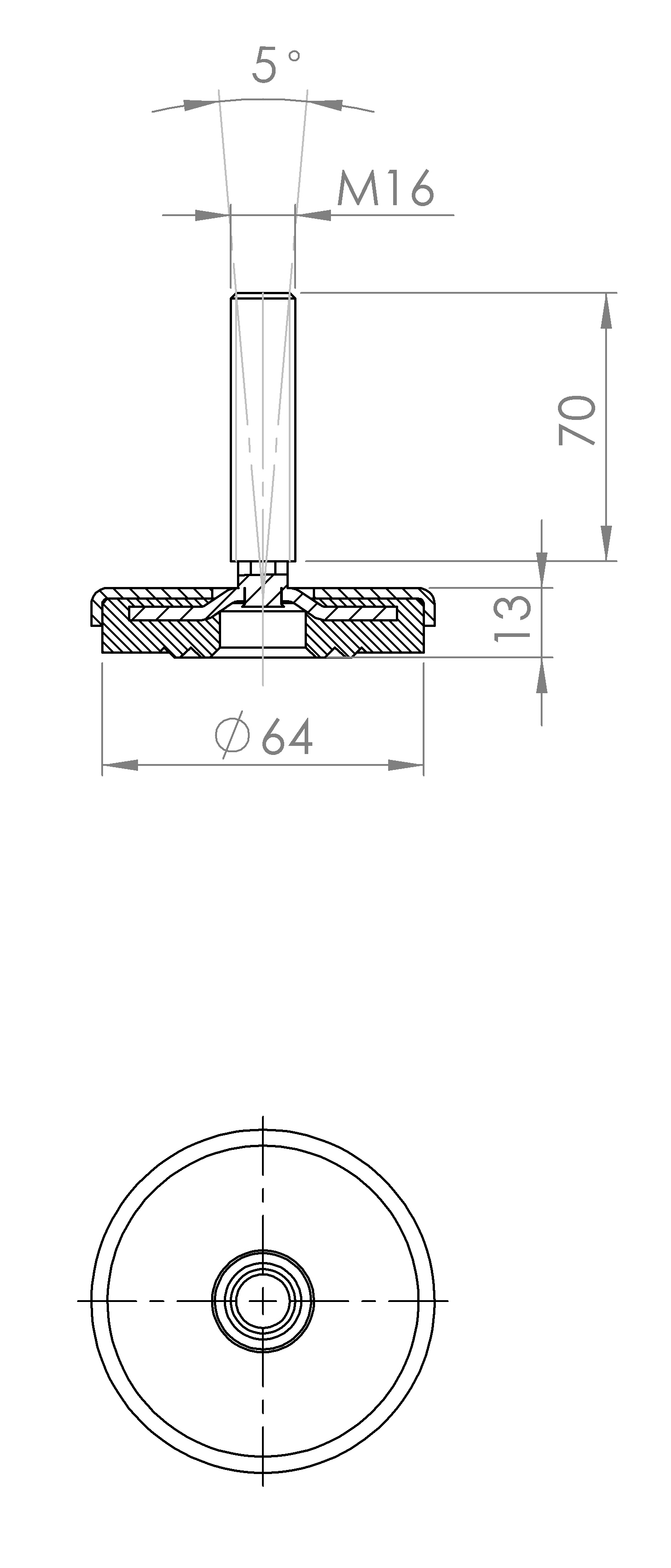 Maschinenstellfuss mit Ring-Konstruktion (5161.6444)