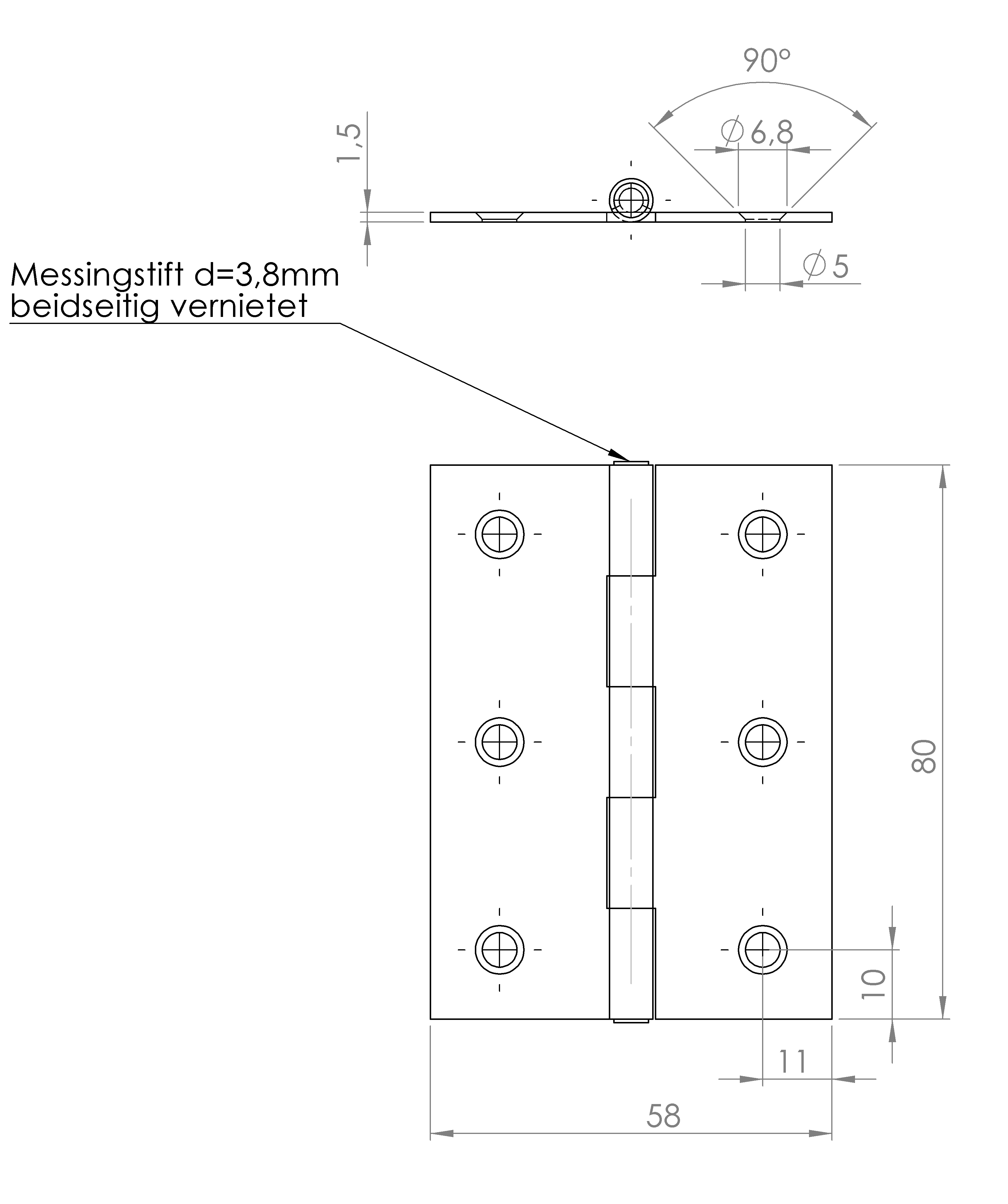 Scharnier gerollt, halbbreit (1015.2976) 3