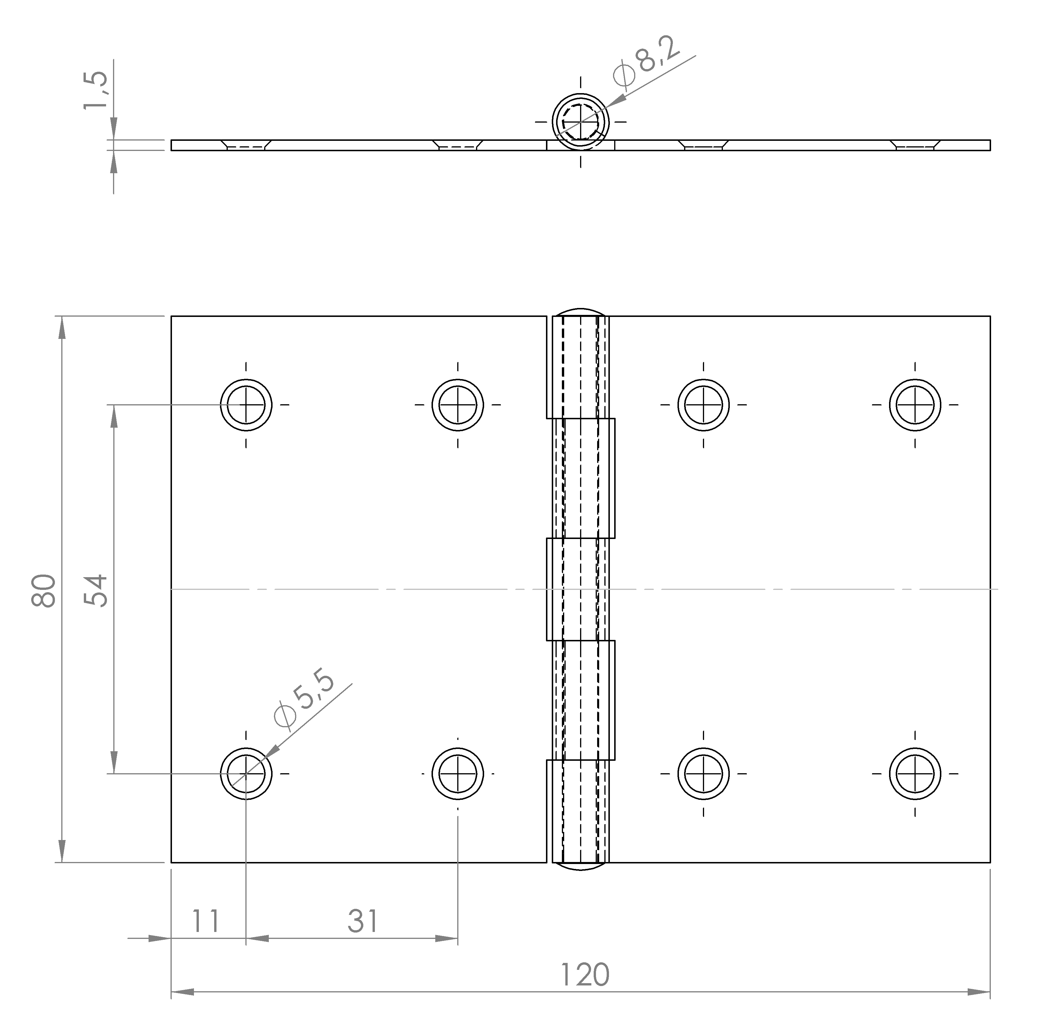 Scharnier gerollt, breit (1017.369) 4