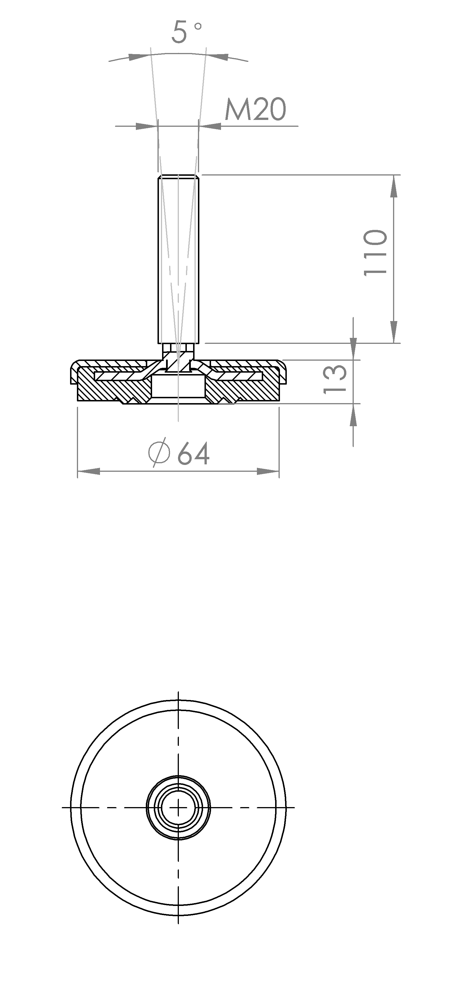 Maschinenstellfuss mit Ring-Konstruktion (5161.6449)