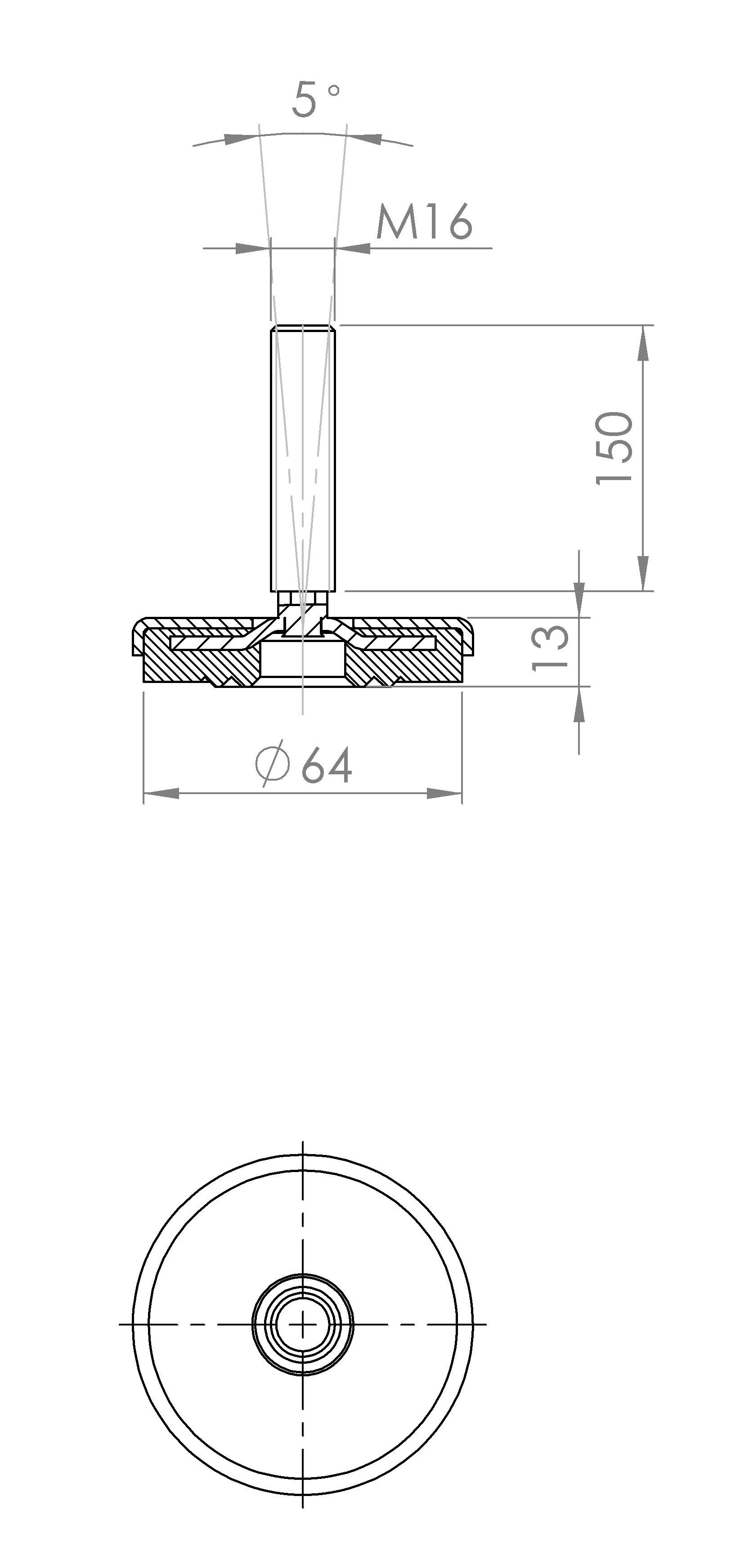 Maschinenstellfuss mit Ring-Konstruktion (5161.6446)