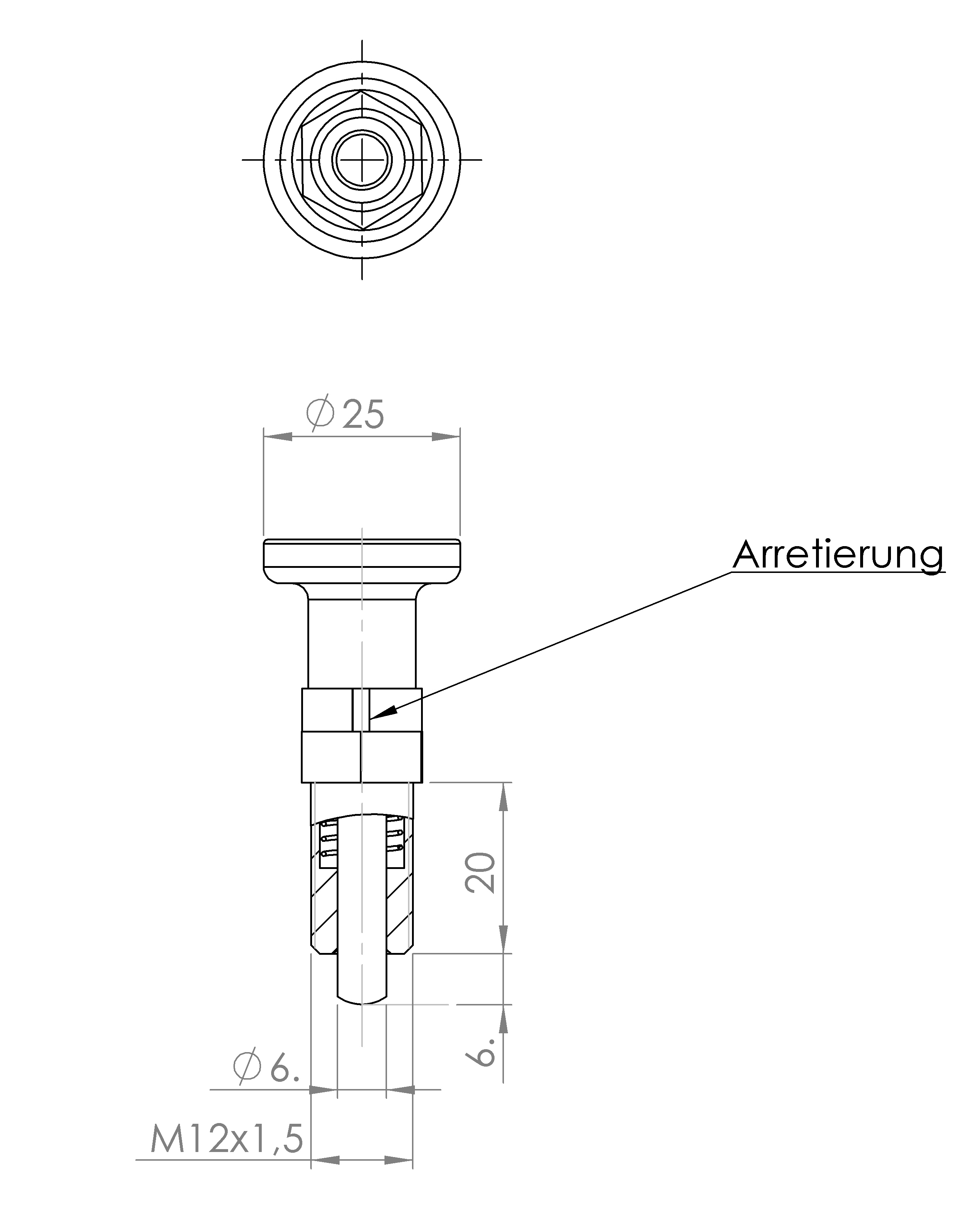 Rastbolzen mit Sechskantbund und Arretierung (2163.5247) 4