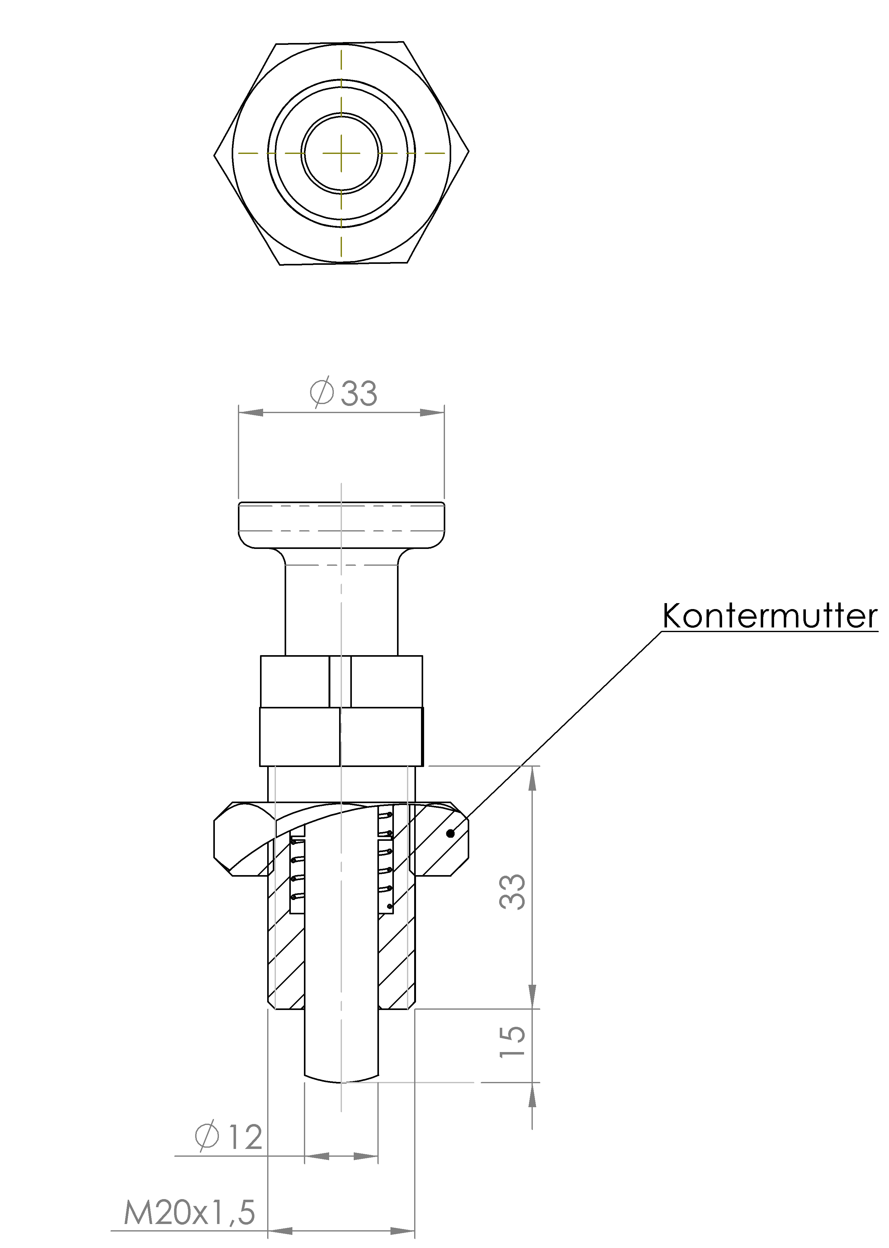 Rastbolzen mit Sechskantbund und Arretierung (2163.8253) 4