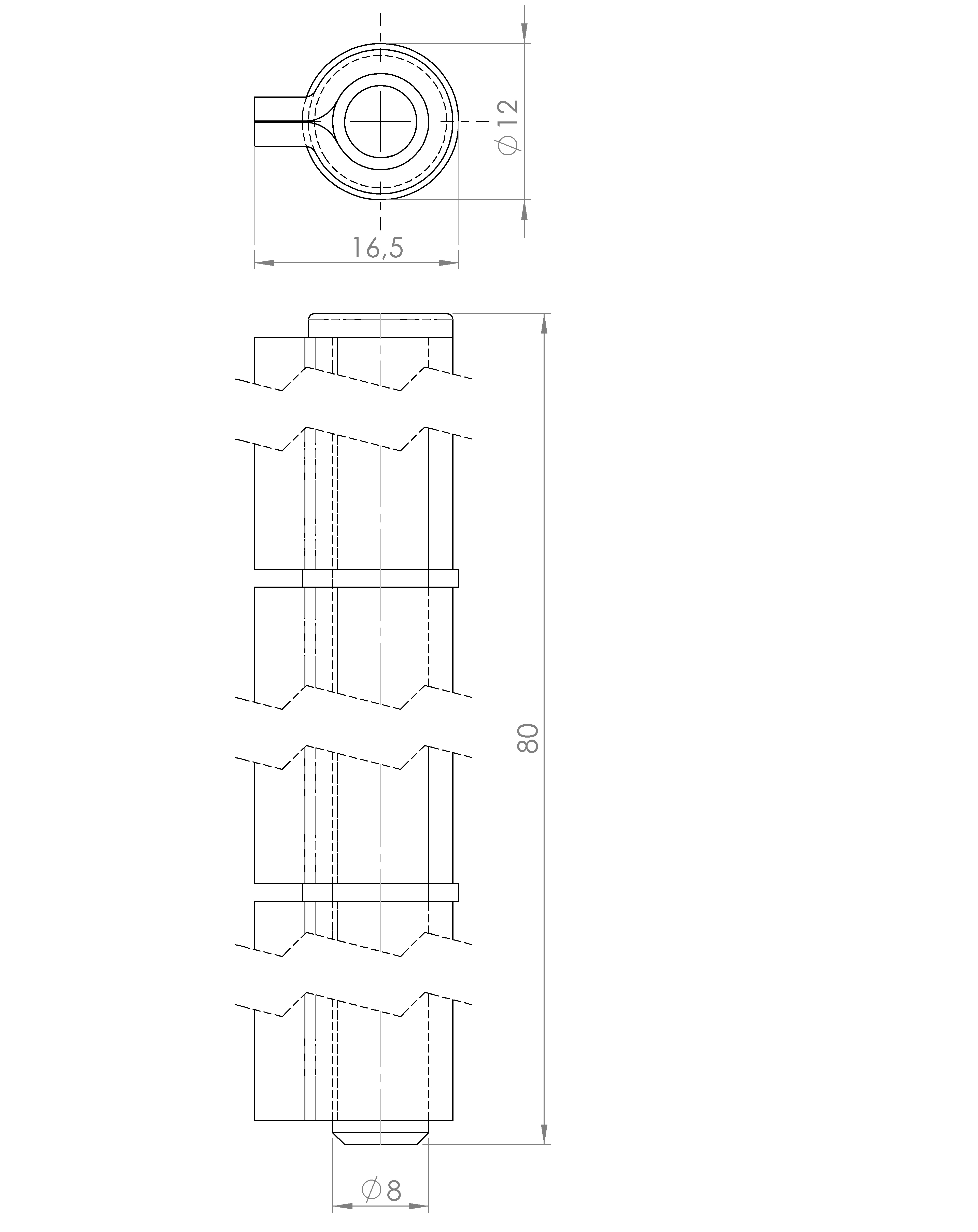 Scharnier gerollt, halbbreit (1019.1303)