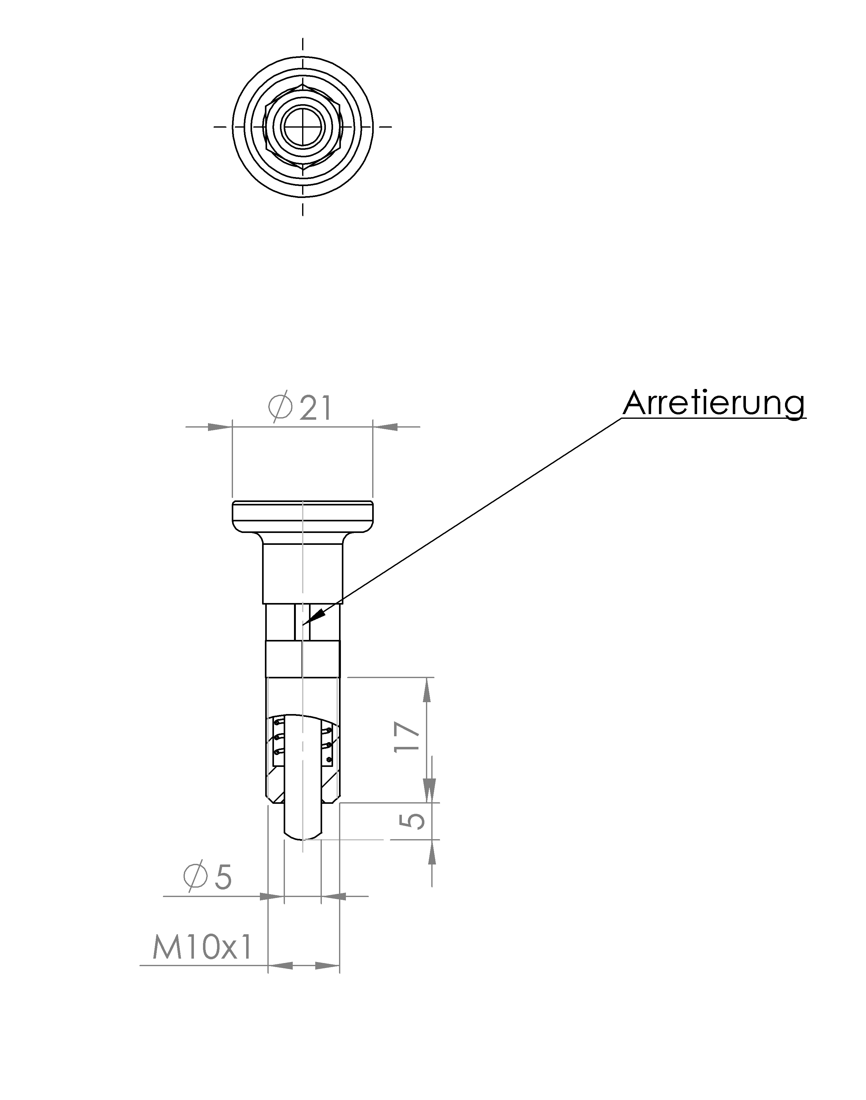 Rastbolzen mit Sechskantbund und Arretierung (2163.5246) 4