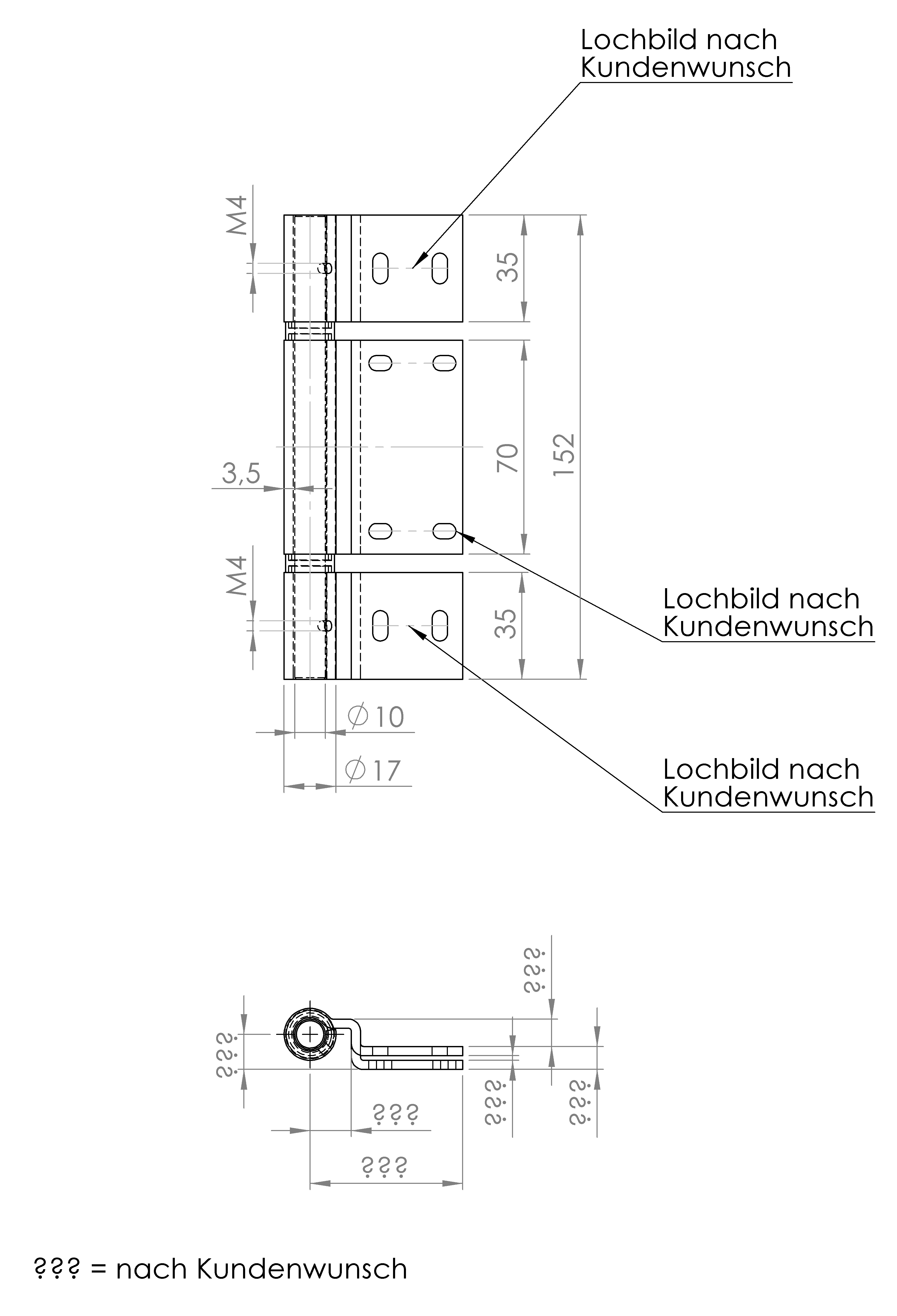 Schwerlastscharnier, 3 Lappen (1922.14969)
