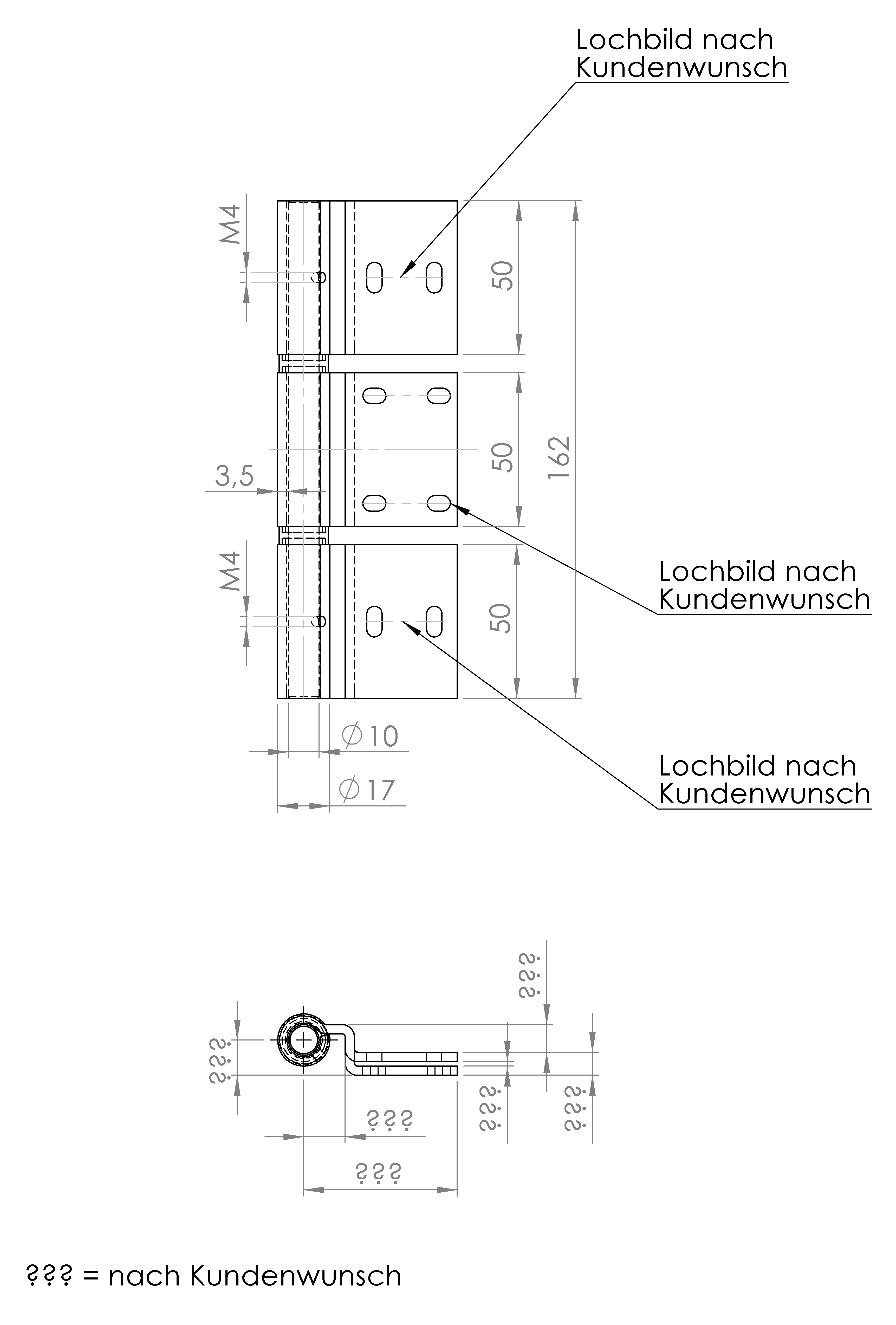 Schwerlastscharnier, 3 Lappen (1922.14975)