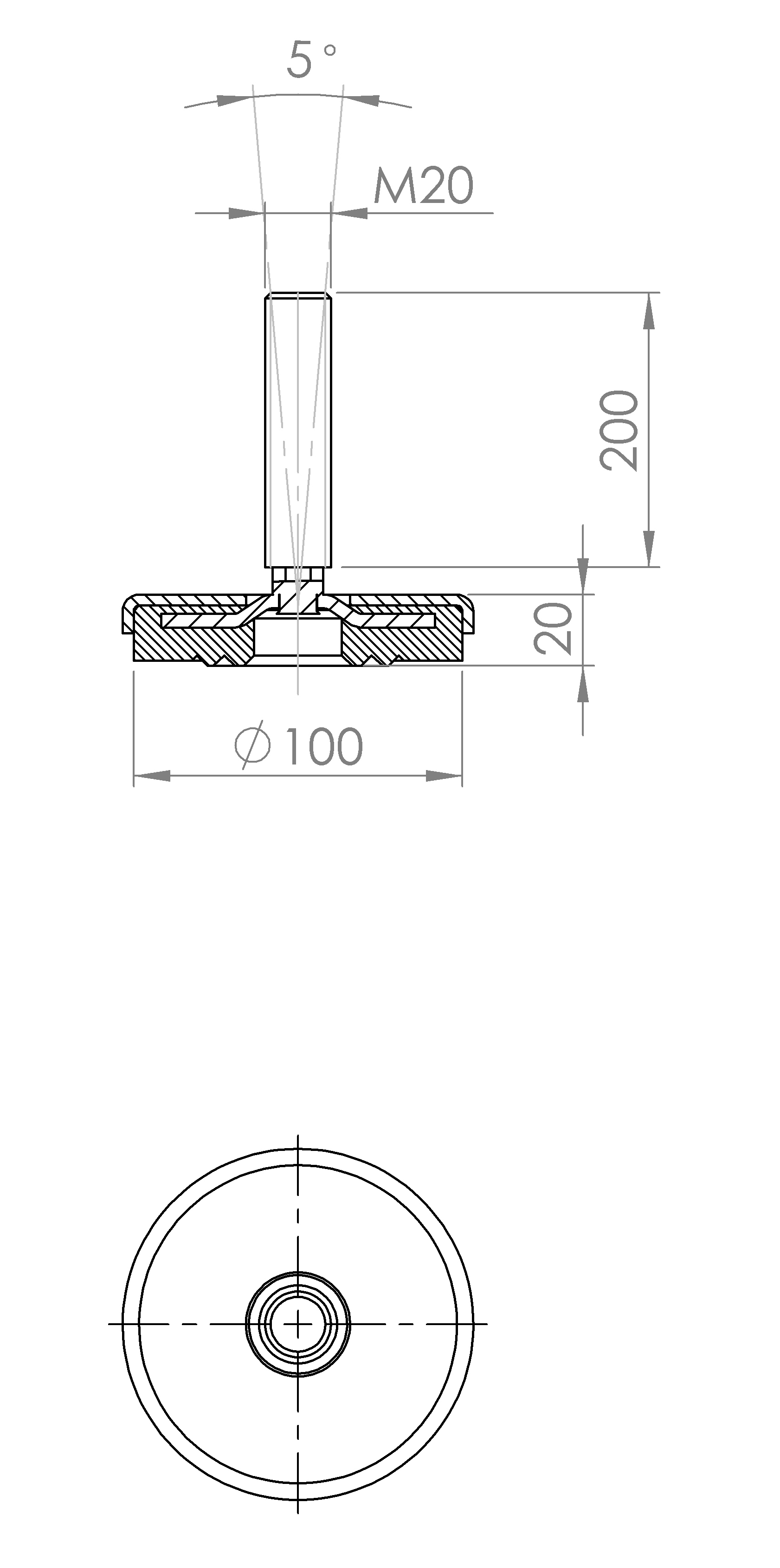 Maschinenstellfuss mit Ring-Konstruktion (5161.6466)