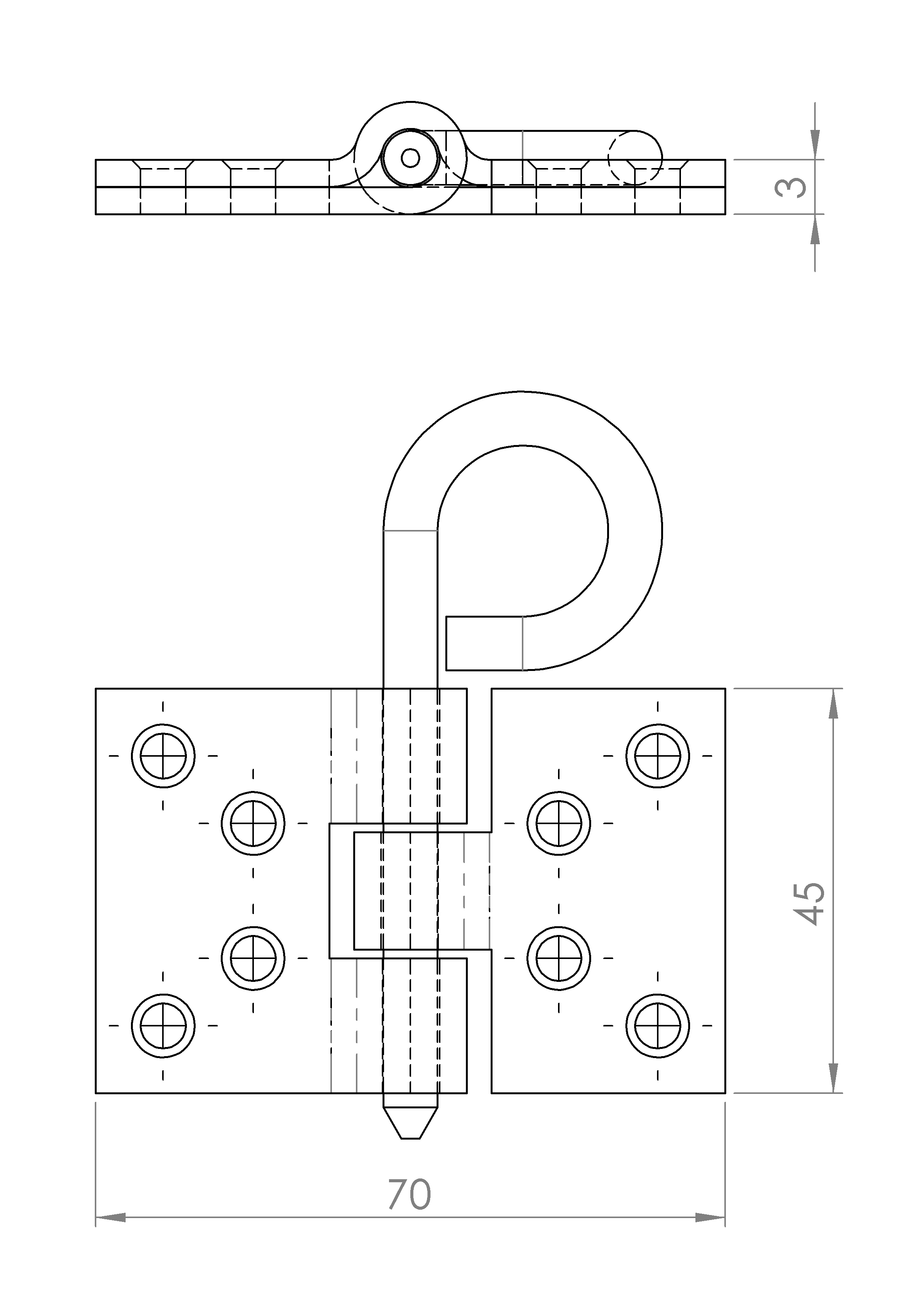 Kulissenscharnier, geschlagen (1087.3812)